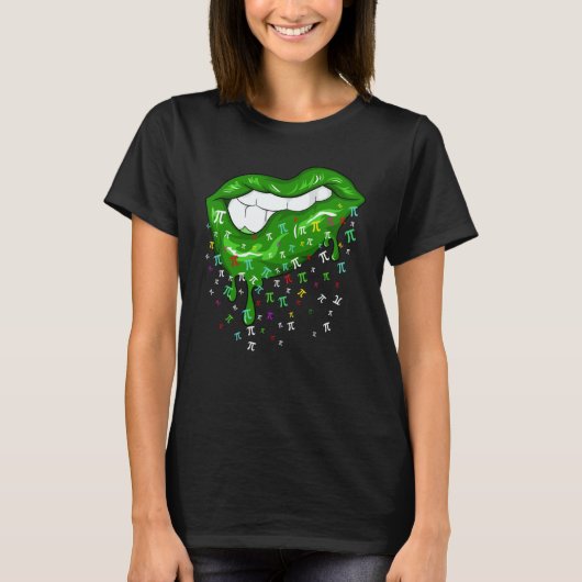 Dripping Lips With Pi Symbols St Patricks Day Pi D T-shirt (Voorkant)