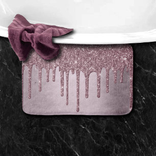 Dripping Mauve Glitter   Dusty Pink Melt Shimmer Badmat