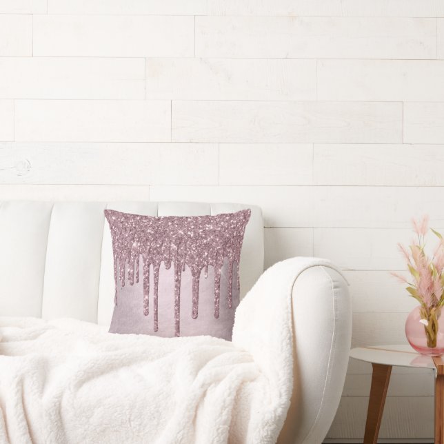 Dripping Mauve Glitter | Dusty Pink Melt Shimmer Kussen (Bank)