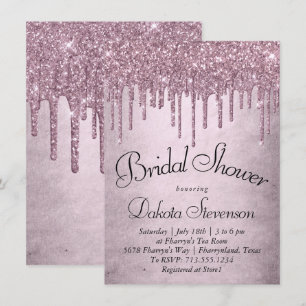 Dripping Mauve Glitter Dusty Pink Melt Shower Kaart