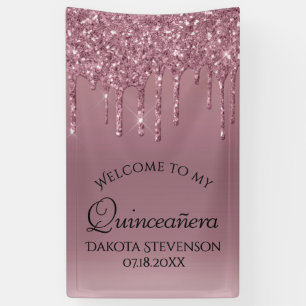 Dripping Mauve Glitter   Dusty Pink Quinceanera Spandoek