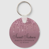 Dripping Mauve Glitter | Dusty Pink Sweet Sixteen Sleutelhanger (Voorkant)
