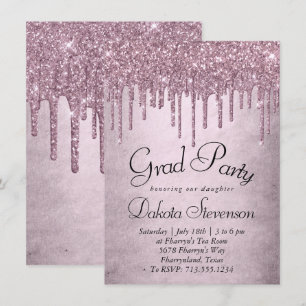 Dripping Mauve Glitter Stoffig roze Afstuderen Kaart