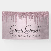 Dripping Mauve Glitter | Stoffig roze Afstuderen Spandoek (Horizontaal)