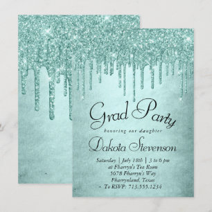 Dripping Mint Glitter Aqua Blauwgroen Ice Afstud Kaart