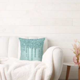 Dripping Mint Glitter   Aqua Blauwgroen smelten Po Kussen