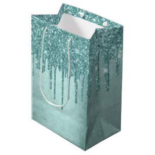 Dripping Mint Glitter Aqua Blauwgroen smelten Po Medium Cadeauzakje