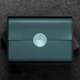 Dripping Mint Glitter Aqua Blauwgroen smelten Po Ronde Sticker
