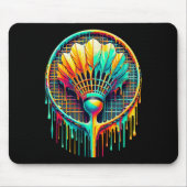 Dripping Paint Badminton Player Shuttle Racket Muismat (Voorkant)