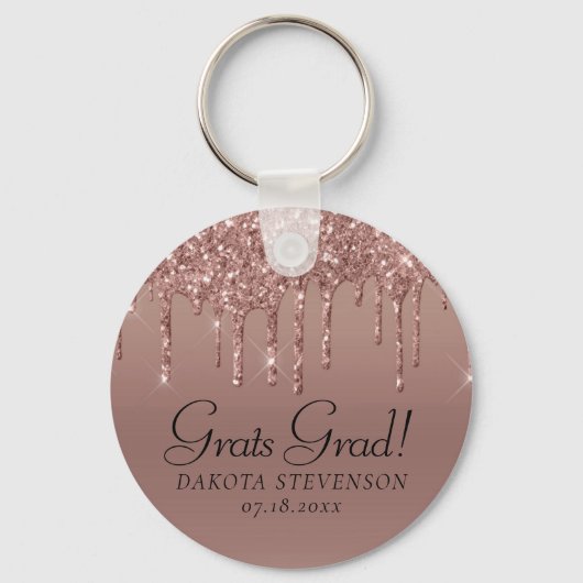 Dripping Peach Glitter | Terra Cotta Afstuderen Sleutelhanger (Achterkant)