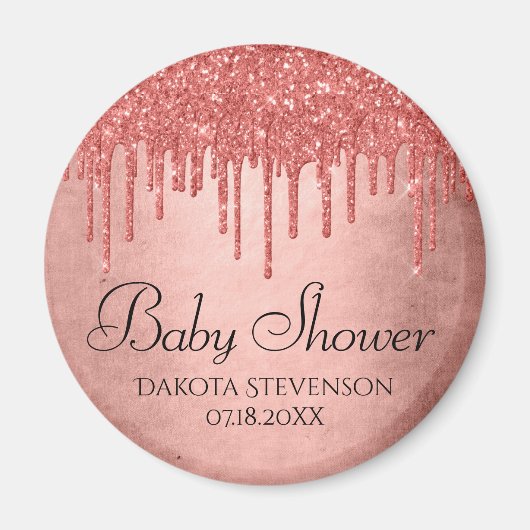 Dripping Peach Glitter | Terra Cotta Koraaldouche Magneet (Voorkant)