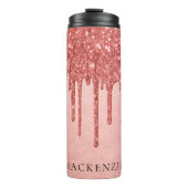 Dripping Peach Glitter | Terra Cotta pour Monogram Thermosbeker (Voorkant)