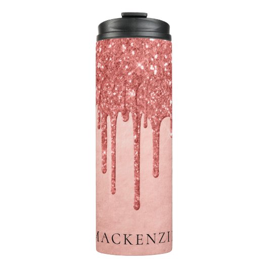 Dripping Peach Glitter | Terra Cotta pour Monogram Thermosbeker (Voorkant)