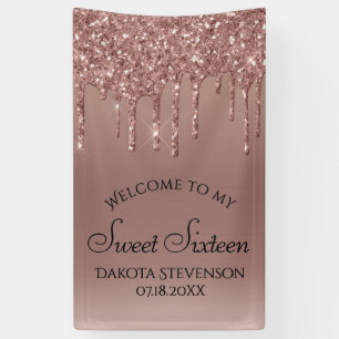 Dripping Peach Glitter Terra Cotta Sweet Sixteen Spandoek