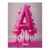 Dripping Pink Letter A - Customizable Name Poster  (Devant)
