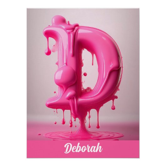 Dripping Pink Letter D - Customizable Name Poster  Perfect Poster (Voorkant)