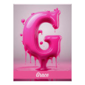 Dripping Pink Letter G - Customizable Name Poster  (Devant)