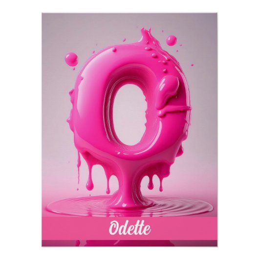 Dripping Pink Letter O - Customizable Name Poster (Devant)