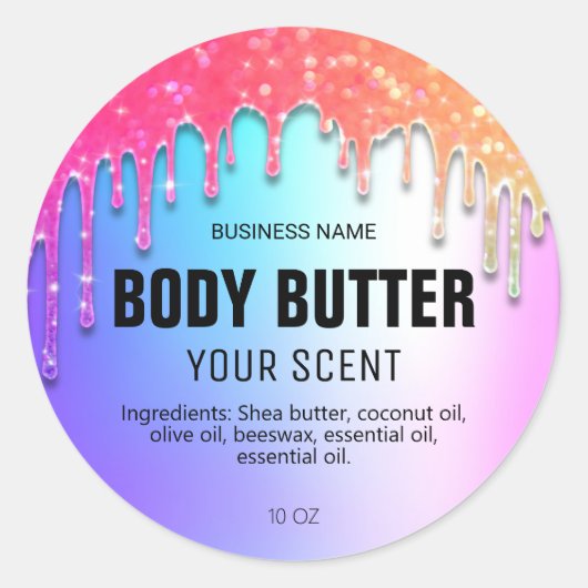 Dripping Rainbow Body Butter Labels (Voorkant)