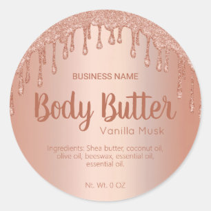 Dripping Roos Gold FAUX Glitter Body Butter Labels