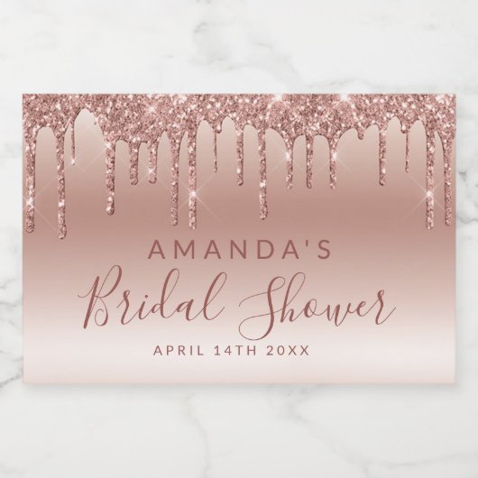 Dripping Roos Gold Mini Mousserende Wijnlabel Sparkling Wijnetiket (Enkel label)