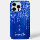 Dripping Royal Blue Glitter Glam Naam Case-Mate iPhone Case (Achterkant)
