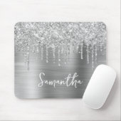 Dripping Silver Glitter Glam Muismat (Met muis)