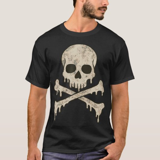 Dripping Skull Crossbones Skeleton Jolly Roger Fla T-shirt (Voorkant)