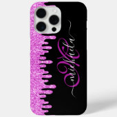 Dripping sparkles roze lavendel en zwart Monogram Case-Mate iPhone Case (Achterkant)