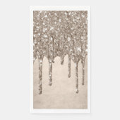 Dripping Taupe Glitter | Champagne Gold motregen Servet (Voorkant)