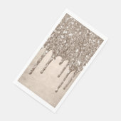 Dripping Taupe Glitter | Champagne Gold motregen Servet (Hoek)