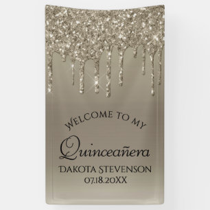 Dripping Taupe Glitter Champagne Quinceanera Spandoek