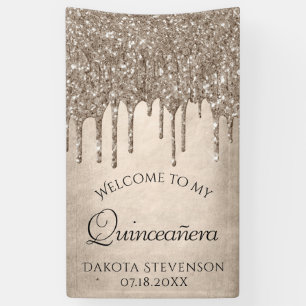Dripping Taupe Glitter Champagne Quinceanera Spandoek