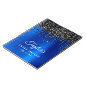 Dripping zwart glitter koningsblauw zoet zestien notitieboek (Linkerzijde)