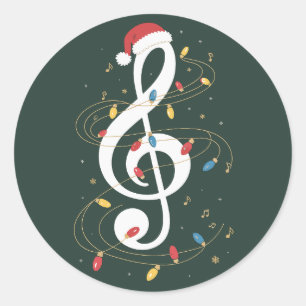 Drippunt Kerstverlichting Muziek Liefhebber Muzika Ronde Sticker