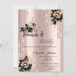 Drips Black Roses Brunch & Bubbly Bruidsfeestje Kaart