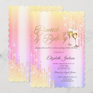 Drips Glass Brunch & Bubbly Ombre Bruidsuitnodigin Kaart