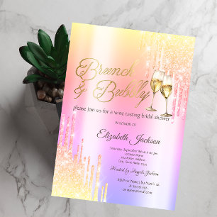 Drips Glass Brunch & Bubbly Ombre Bruidsuitnodigin Kaart