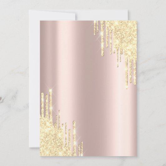 Drips Parels Prosecco Roos Goud Vrijgezellenfeest Kaart (Achterkant)