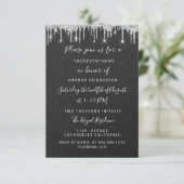 Drips Silver Bridal Wedding Sweet 16th Graphite Kaart (Staand voorkant)