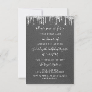 Dript Silver Paper Kraft Bridal Wedding Sweet 16th Kaart