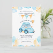 Drive by Baby Boy Shower Invitation Kaart (Staand voorkant)