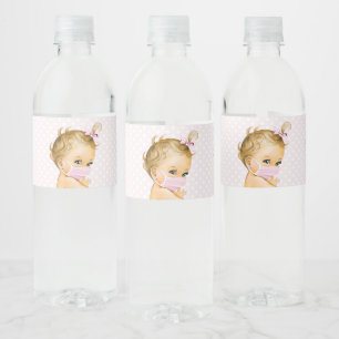 Drive By Baby Shower Baby Meisje Draagt Mondmasker Waterfles Etiket