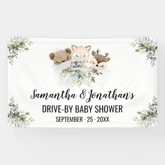 Drive-by Baby shower Bos Dieren Banner (Horizontaal)