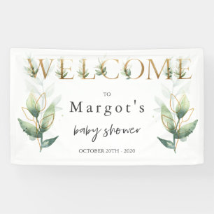 Drive by Baby shower Greenery and Gold Spandoek