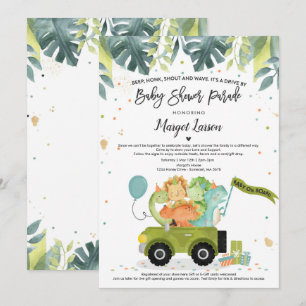 Drive by Baby shower Invitation Dinosaur Shower Kaart