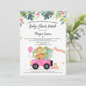 Drive by Baby shower Invitation Dinosaur Shower Kaart (Staand voorkant)