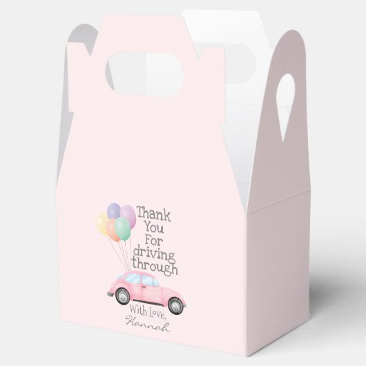 Drive By Baby shower Parade Roze voor Meisje Bedankdoosjes (Geopend)