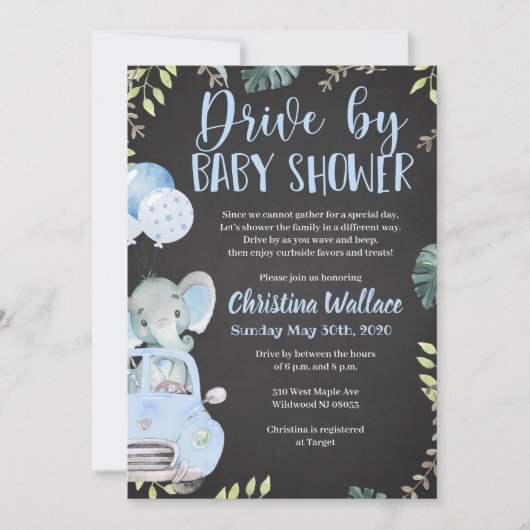 Drive by Baby Shower Uitnodigingen voor jongens (Voorkant)