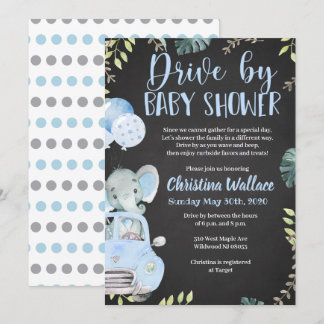 Drive by Baby Shower Uitnodigingen voor jongens